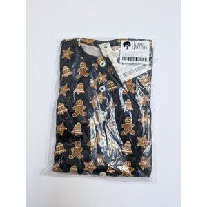 Kate Quinn Organic Cotton Black Jumpsuit 2T Gingerbread Cookies Christmas